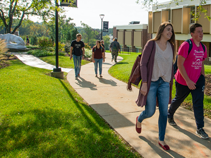 students walking